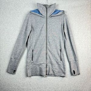 lululemon blue gray long zip up hooded jacket size 8